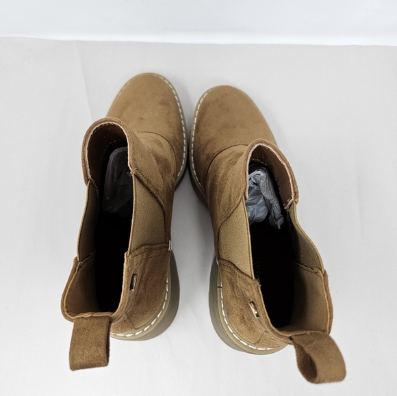 Vodvob Ankle Boots Womens Sz 7 Carmel Faux Suede Chelsea Pull On Chunky Heel - Picture 5 of 10